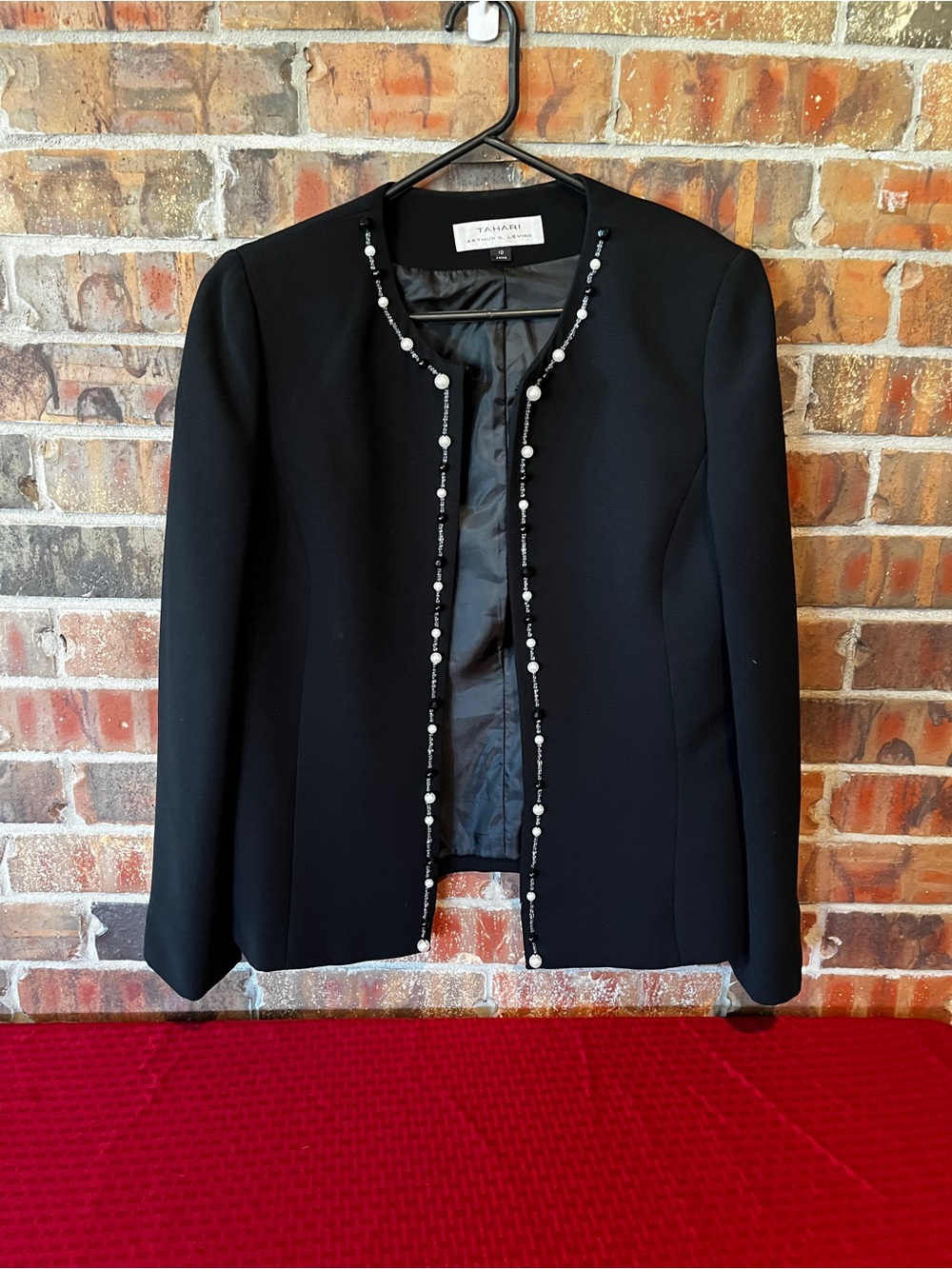 Tahari Arthur S Levine Women’s Black Beaded Blazer Size:10